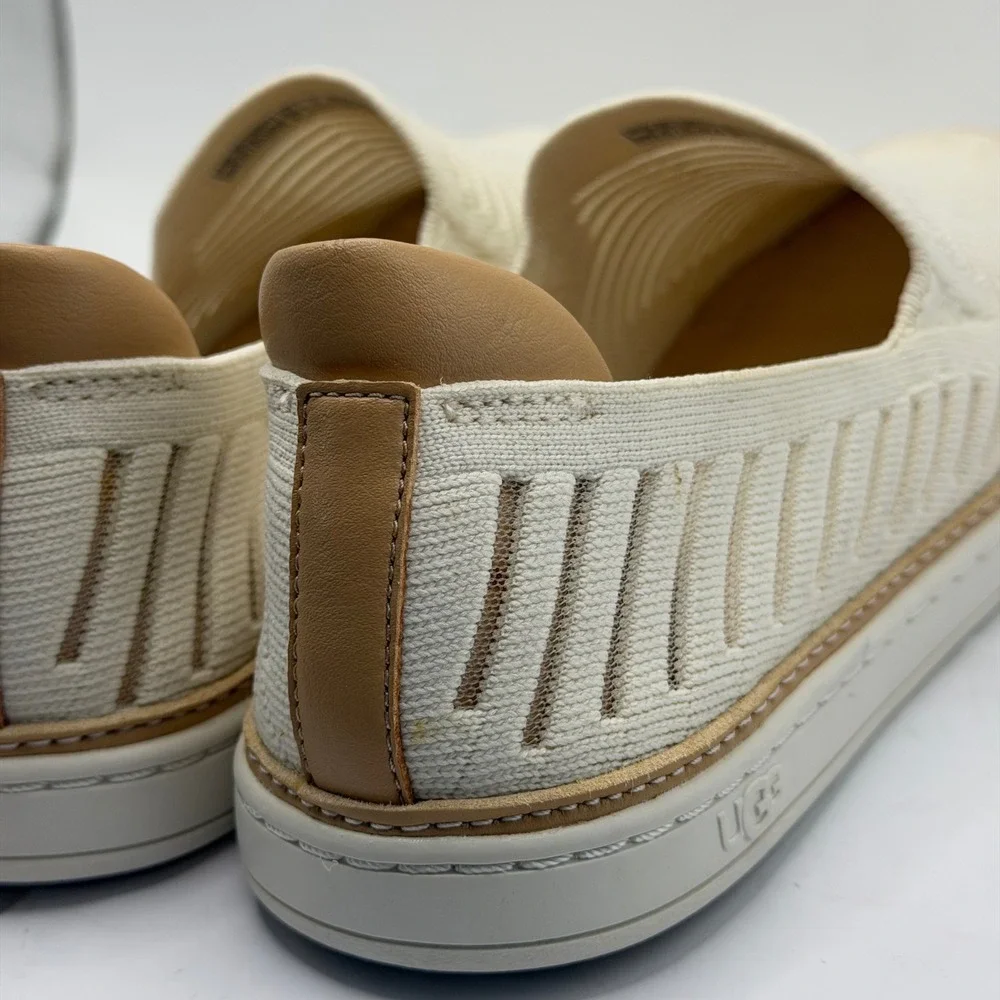 UGG Sammy Chevron Knit Slip-On Sneakers Cream Off White womens 7.5